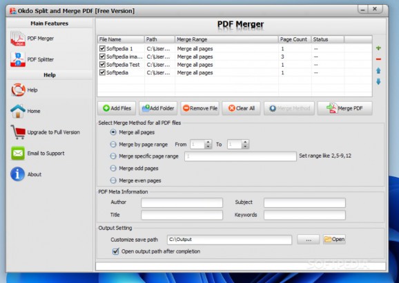 Okdo Split and Merge PDF screenshot