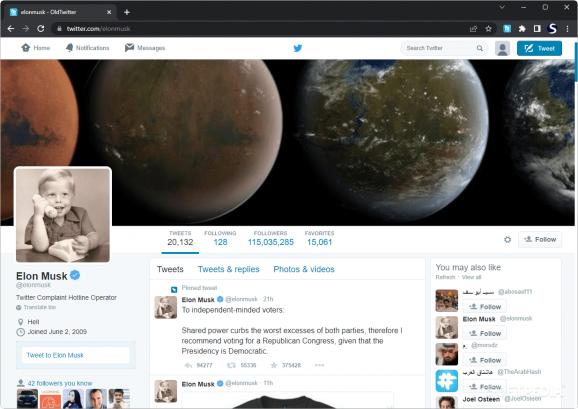 Old Twitter Layout for Chrome screenshot