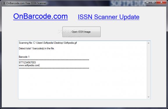 OnBarcode.com Free ISSN Scanner screenshot