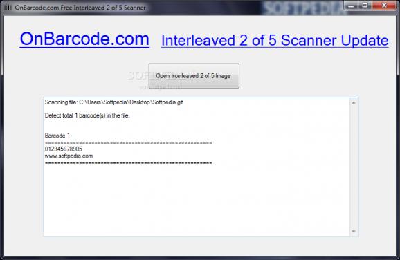 Onbarcode.com Free Interleaved 2 of 5 Scanner screenshot