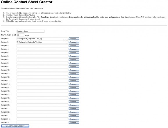 Online Contact Sheet Creator screenshot