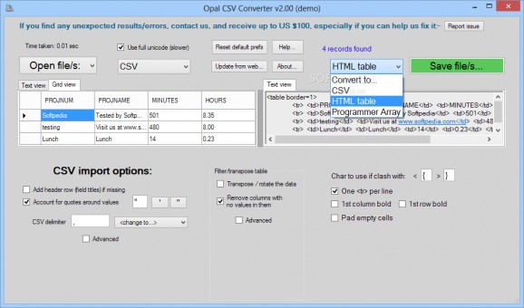 Opal CSV Converter screenshot