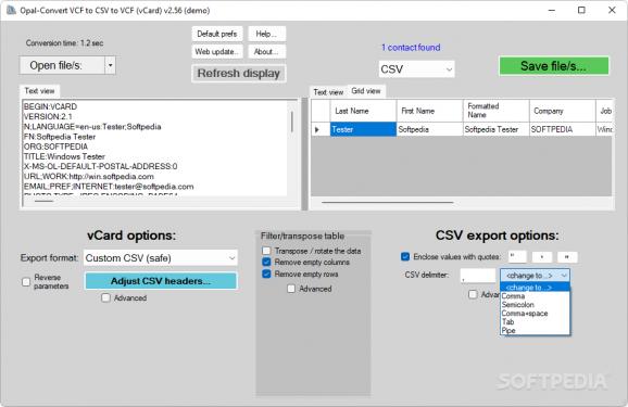 Opal-Convert VCF to CSV to VCF (vCard) screenshot