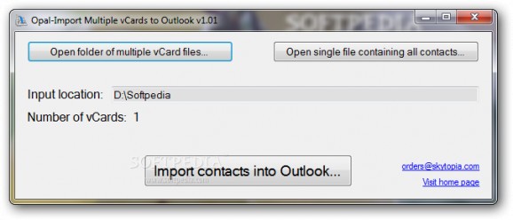 Opal-Import Multiple vCards to Outlook screenshot