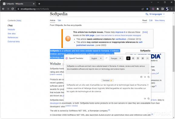 OpenAI Translator for Chrome screenshot