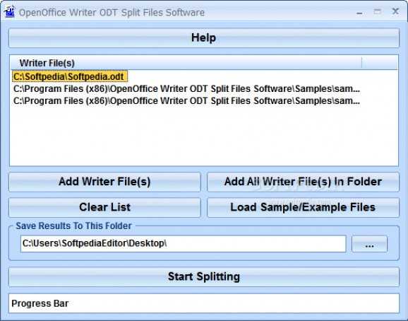 OpenOffice Writer ODT Split Files Software screenshot