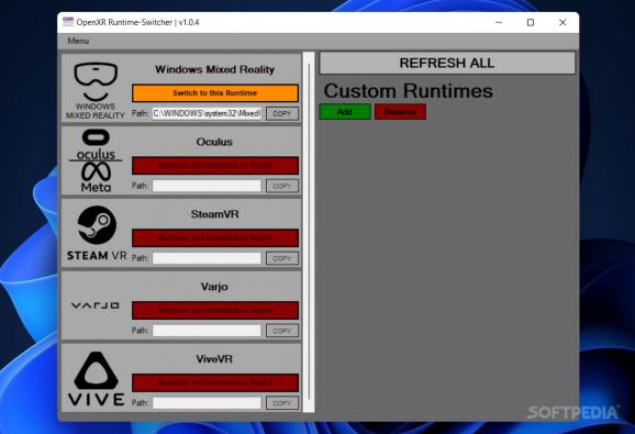 OpenXR Runtime-Switcher screenshot