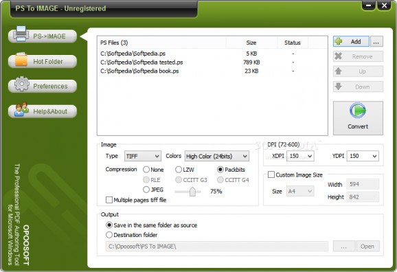 OpooSoft PS To IMAGE GUI + Command Line screenshot