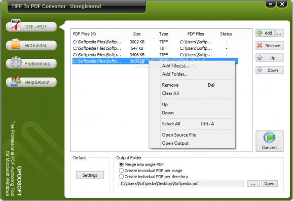 OpooSoft TIFF To PDF Converter screenshot