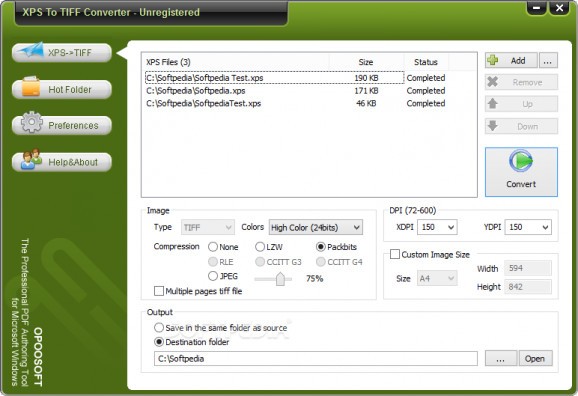 OpooSoft XPS To TIFF Converter screenshot