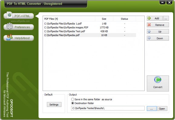 Opoosoft PDF To HTML Converter screenshot