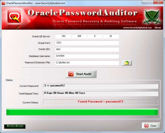 Oracle Password Auditor screenshot
