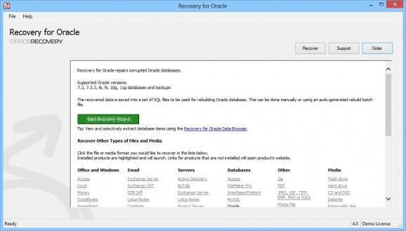 Recovery for Oracle screenshot