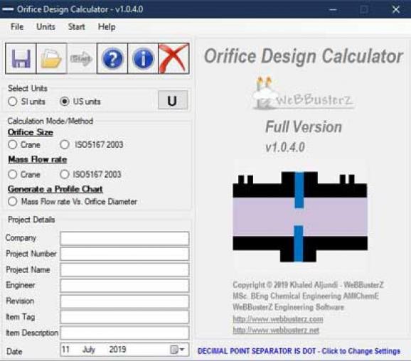 Orifice Design Calculator screenshot