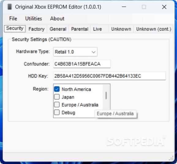 Original Xbox EEPROM Editor screenshot