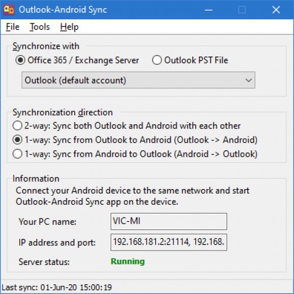 Outlook-Android Sync screenshot
