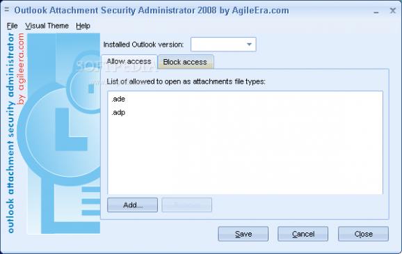 Outlook Attachment Security Administrator  2008 screenshot