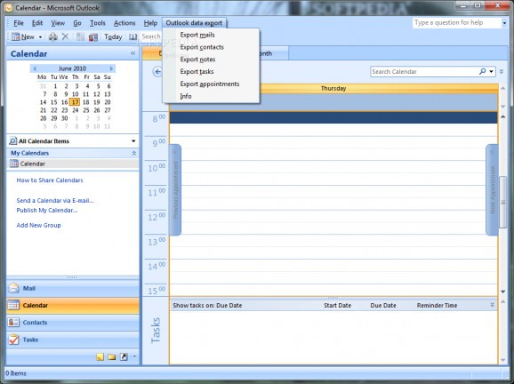 Outlook Data Export screenshot