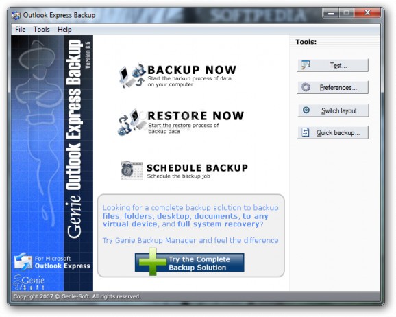 Outlook Express Backup screenshot