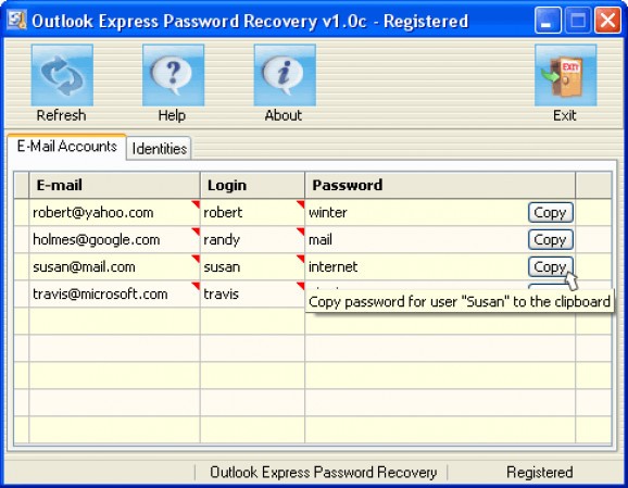 Outlook Express Password Recovery screenshot