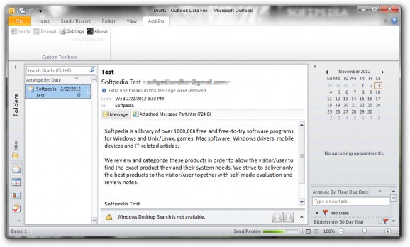 OutlookPrivacyPlugin screenshot