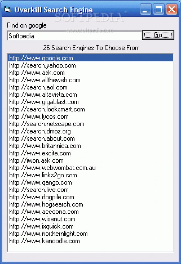 Overkill Search Engine screenshot