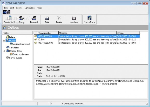 Ozeki SMS Client screenshot