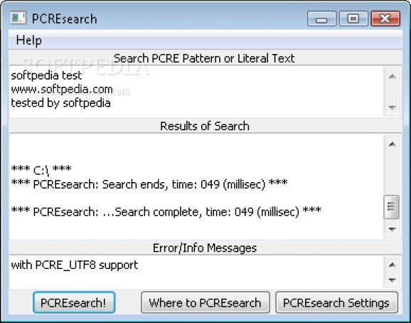 PCREsearch screenshot
