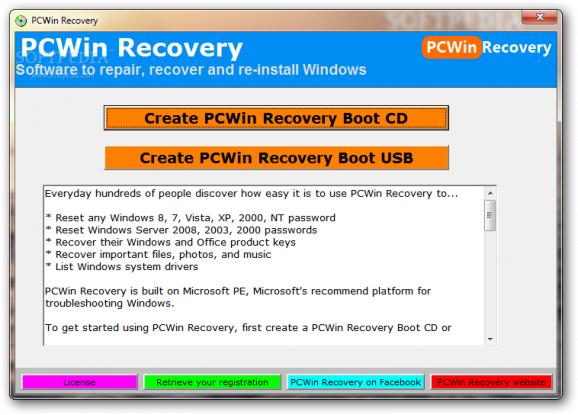 PCWin Recovery Suite screenshot