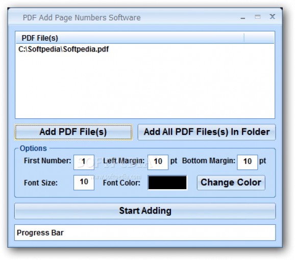PDF Add Page Numbers Software screenshot