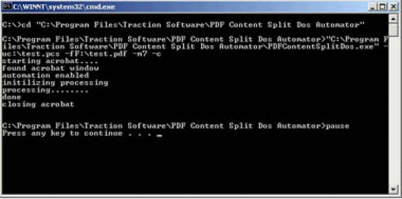 PDF Content Split Dos Automator screenshot