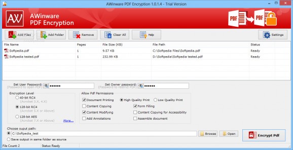 AWinware PDF Encryption screenshot