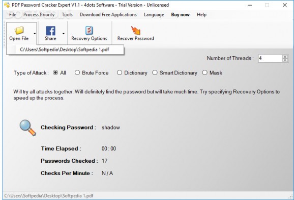 PDF Password Cracker Expert screenshot