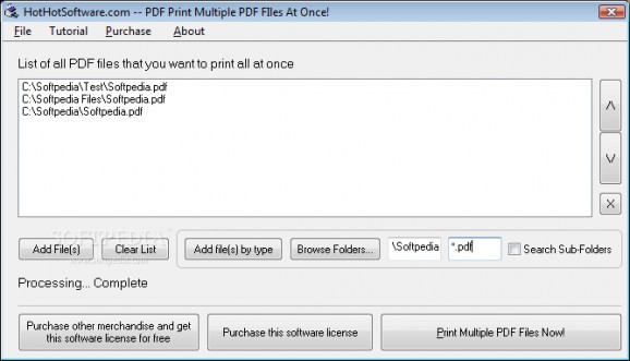 PDF Print Multiple PDF Files At Once screenshot