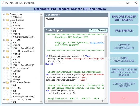 Bytescout PDF Renderer SDK screenshot