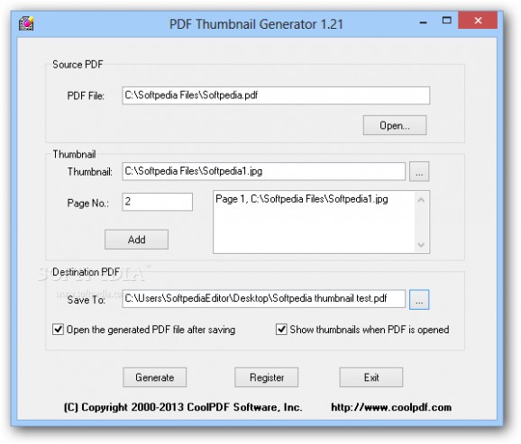 PDF Thumbnail Generator screenshot