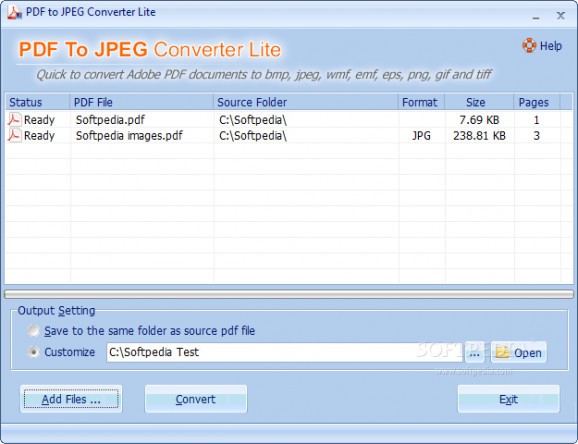PDF To JPEG Converter Lite screenshot