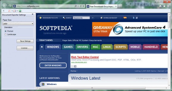 PDF/ XPS Exporter for Internet Explorer screenshot