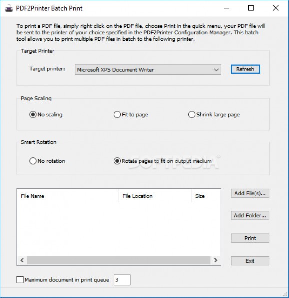 PDF2Printer for Windows 8 screenshot