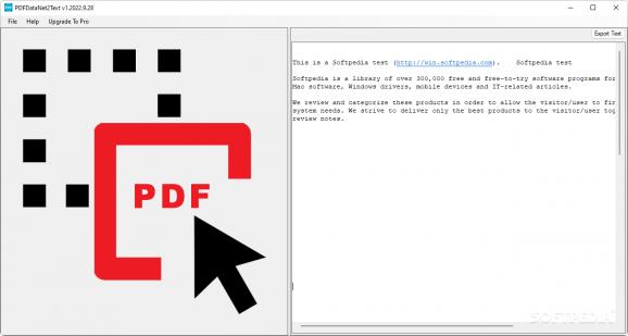 PDFDataNet2Text screenshot