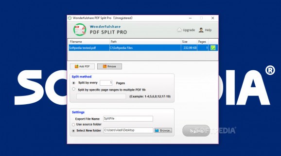 WonderfulShare PDF Split Pro screenshot