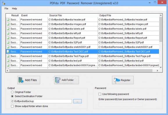 PDFdu PDF Password Remover screenshot