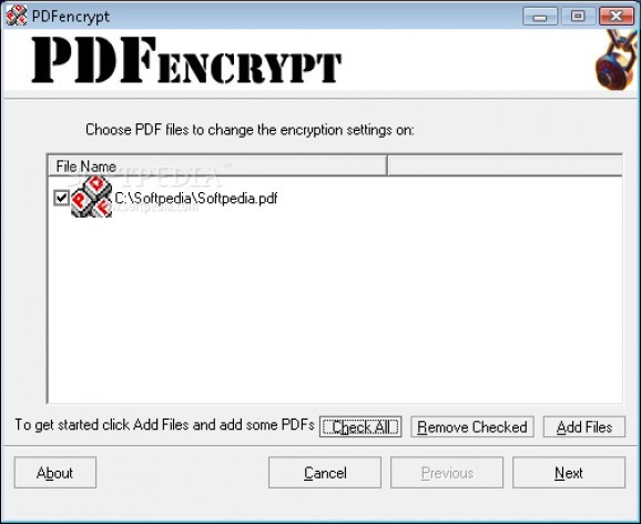 PDFencrypt screenshot