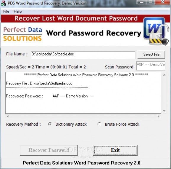 PDS Word Password Recovery screenshot