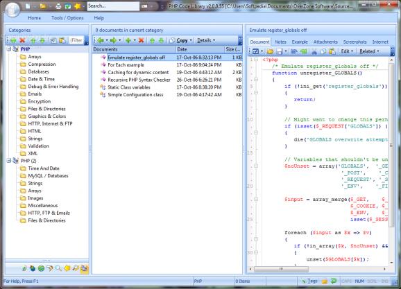 PHP Code Library screenshot