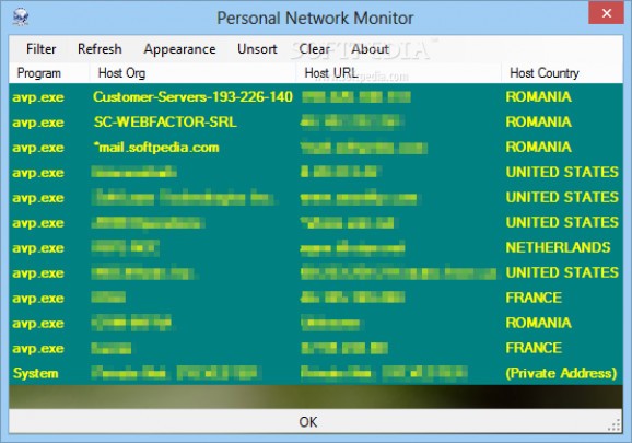 Personal Network Monitor (PNetMon) screenshot