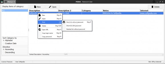 PRIMA Password Case screenshot