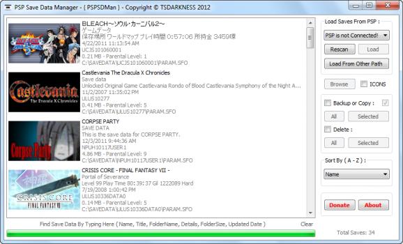 PSP Save Data Manager screenshot