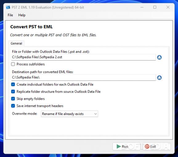 PST 2 EML screenshot
