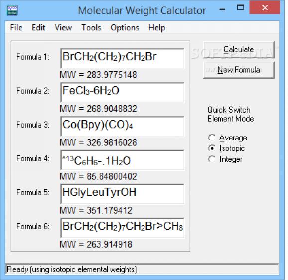 Molecular Weight Calculator screenshot